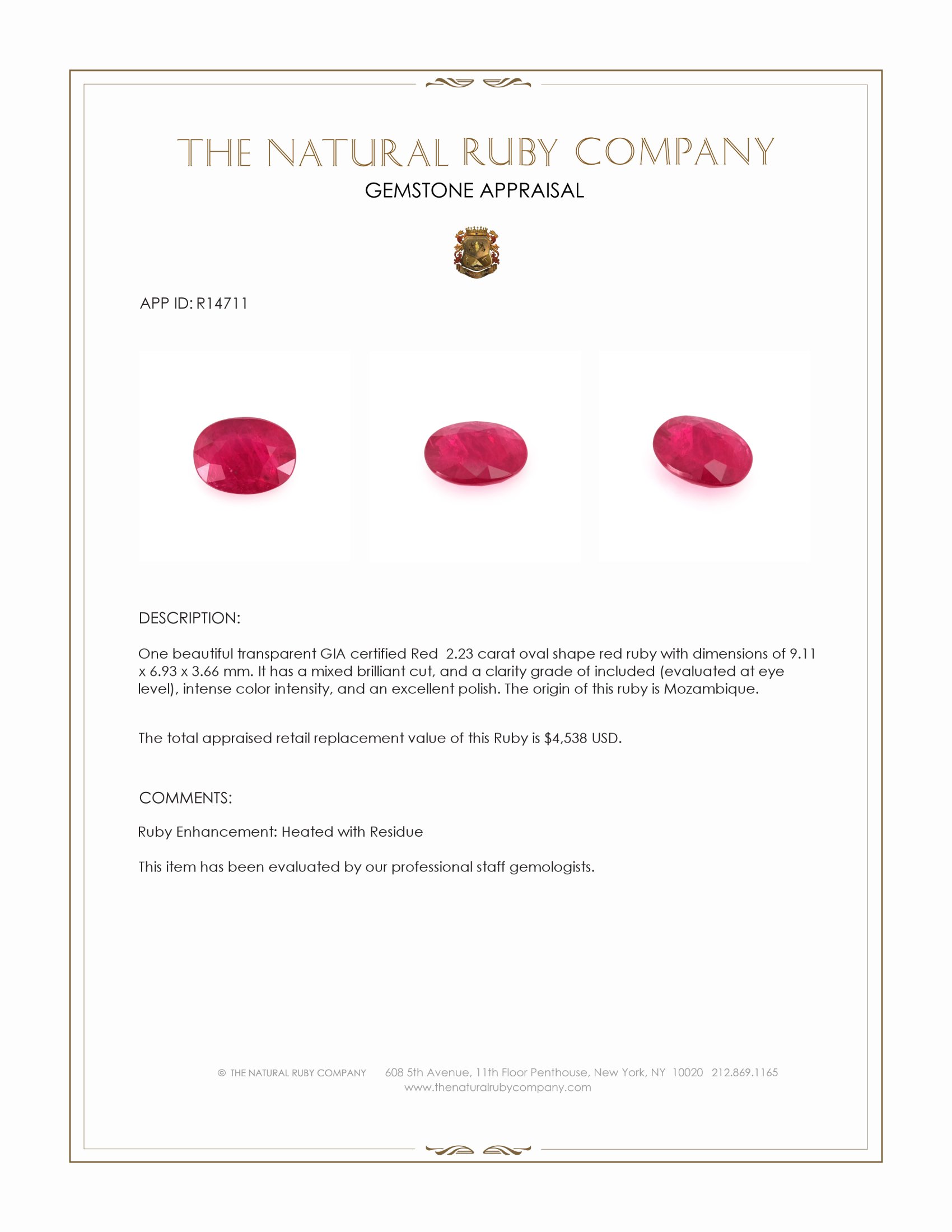 2.23 Ct. Ruby from Mozambique