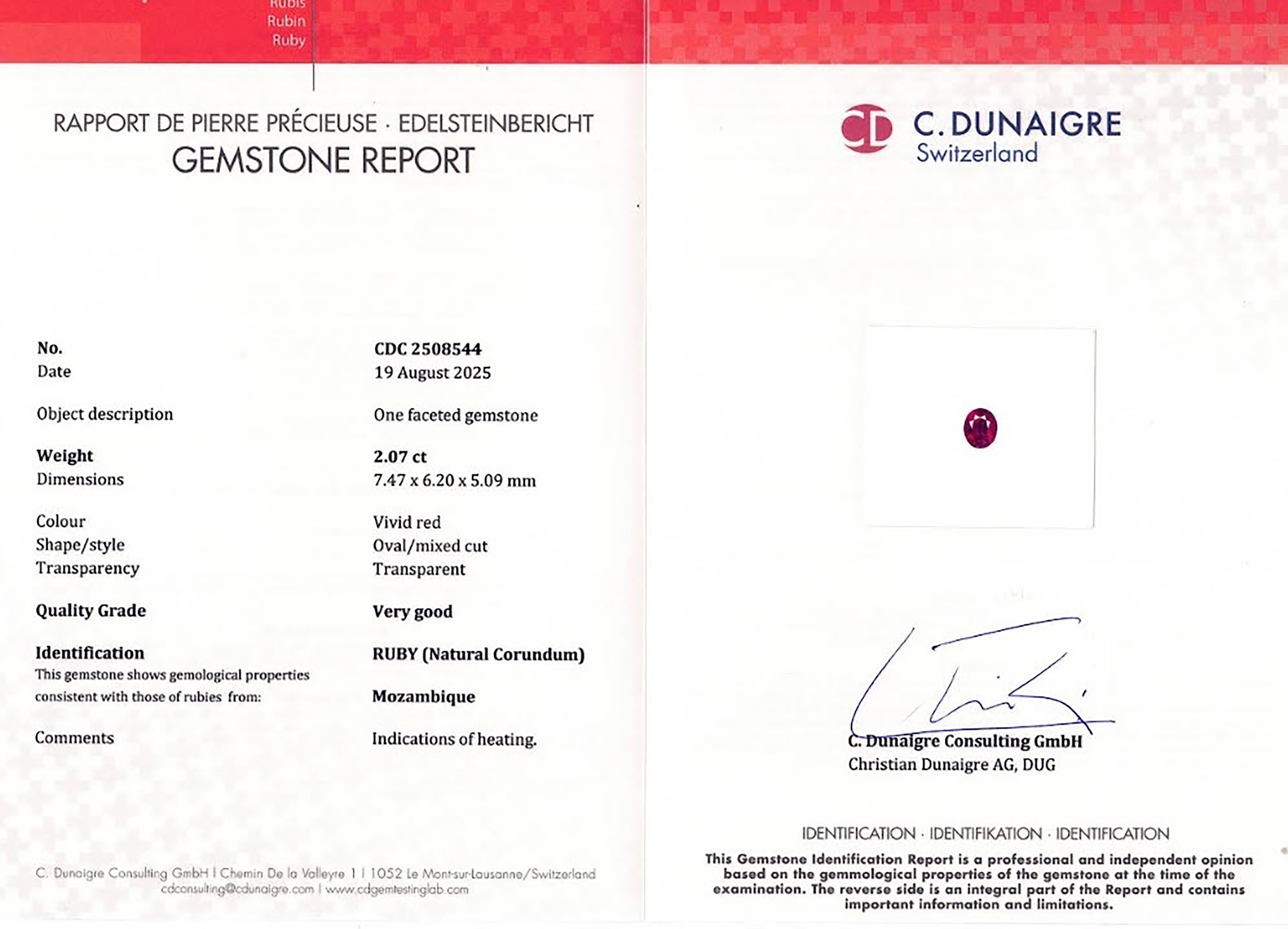 2.07 Ct. Ruby from Mozambique