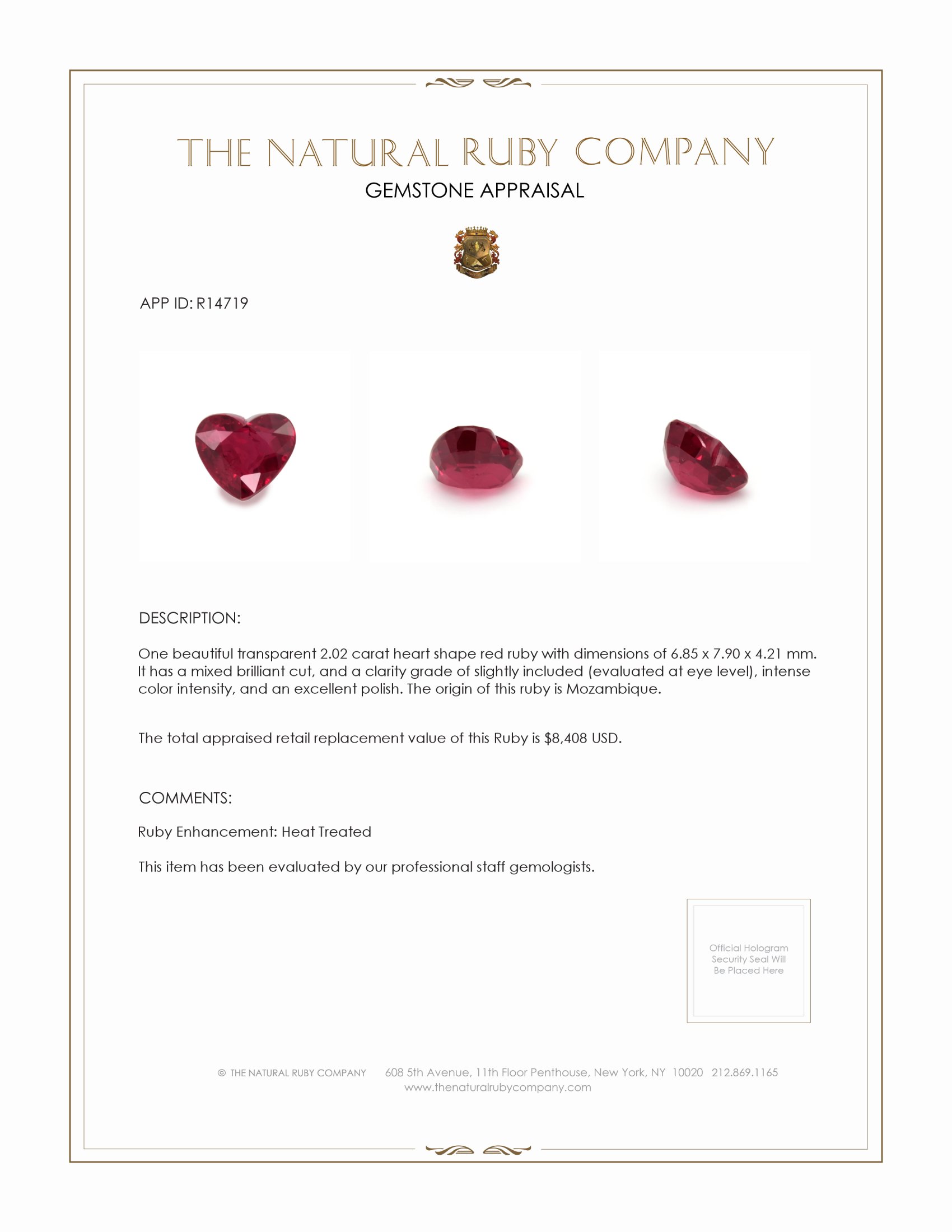 2.02 Ct. Ruby from Mozambique