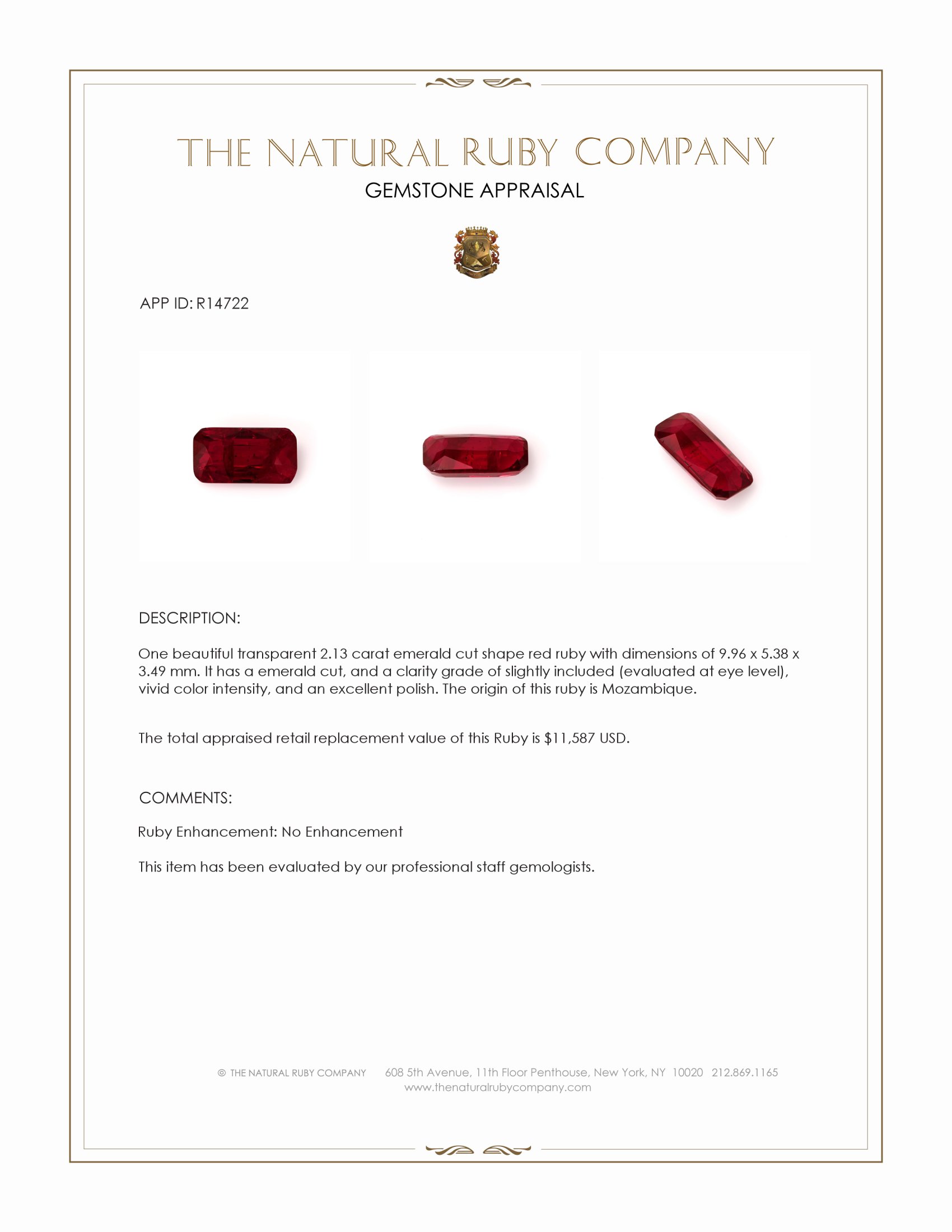 2.13 Ct. Ruby from Mozambique