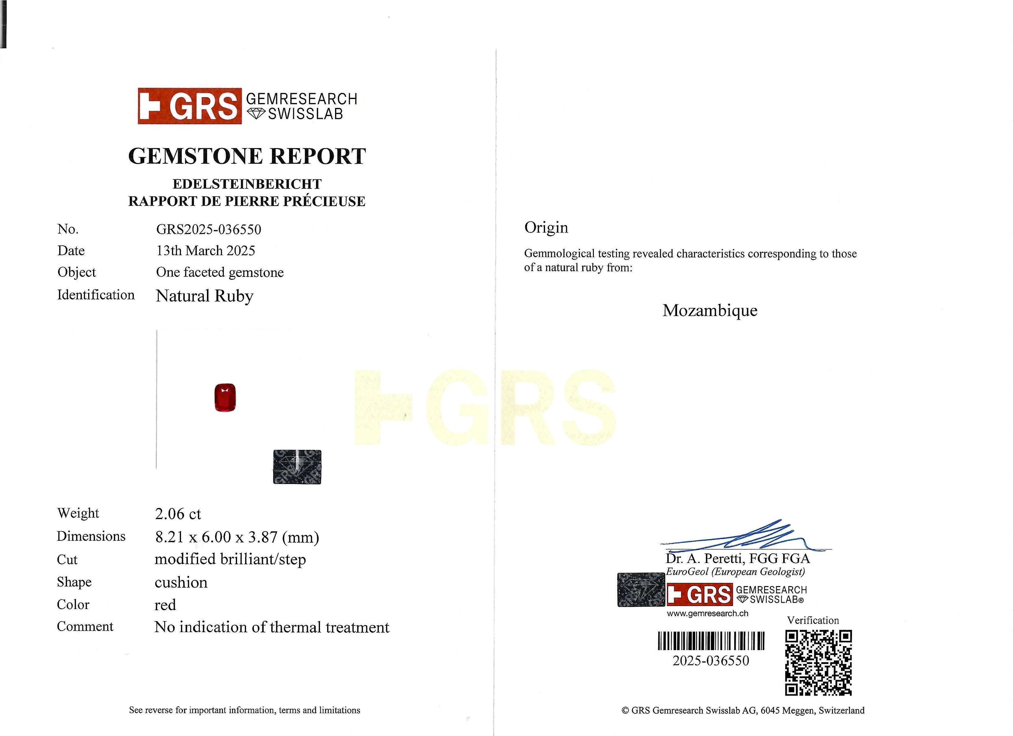 2.06 Ct. Ruby from Mozambique