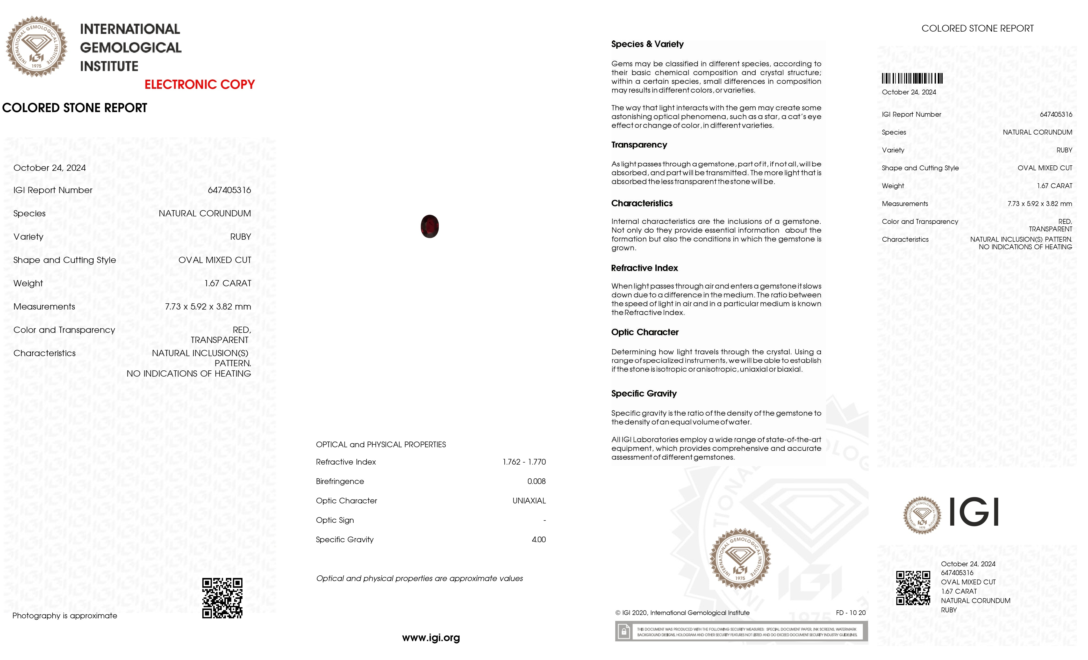 1.67 Ct. Ruby from Mozambique