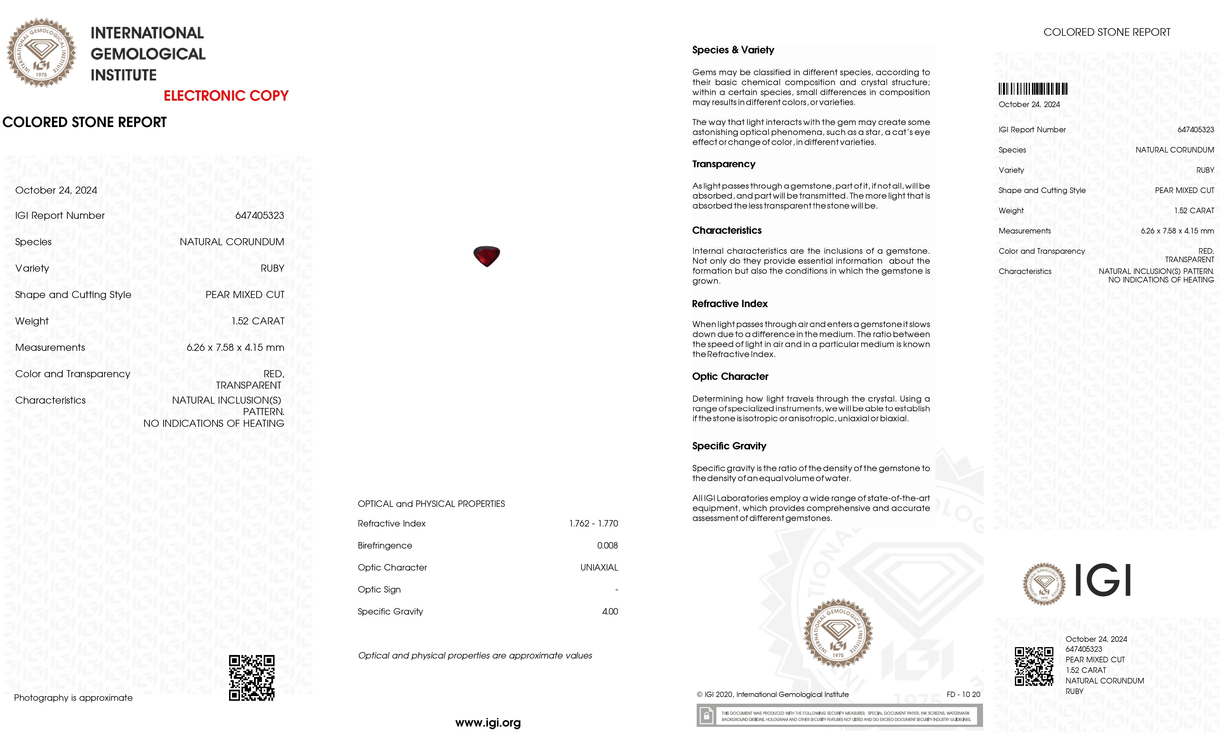 1.52 Ct. Ruby from Mozambique