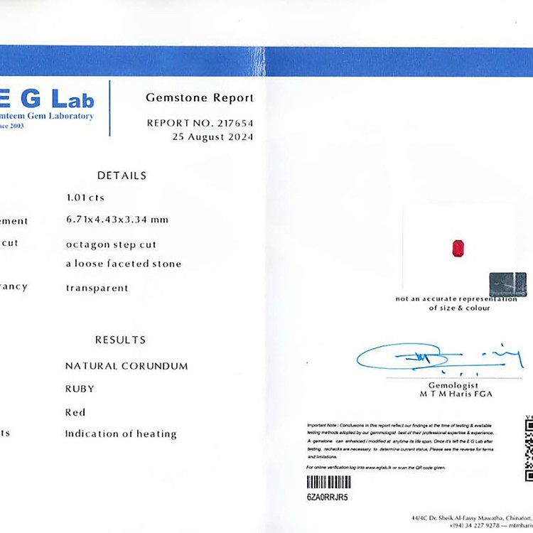 1.01 Ct. Ruby from Mozambique