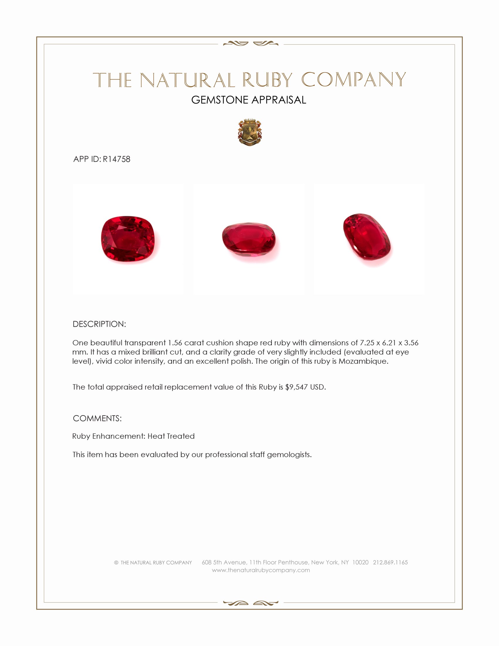 1.56 Ct. Ruby from Mozambique