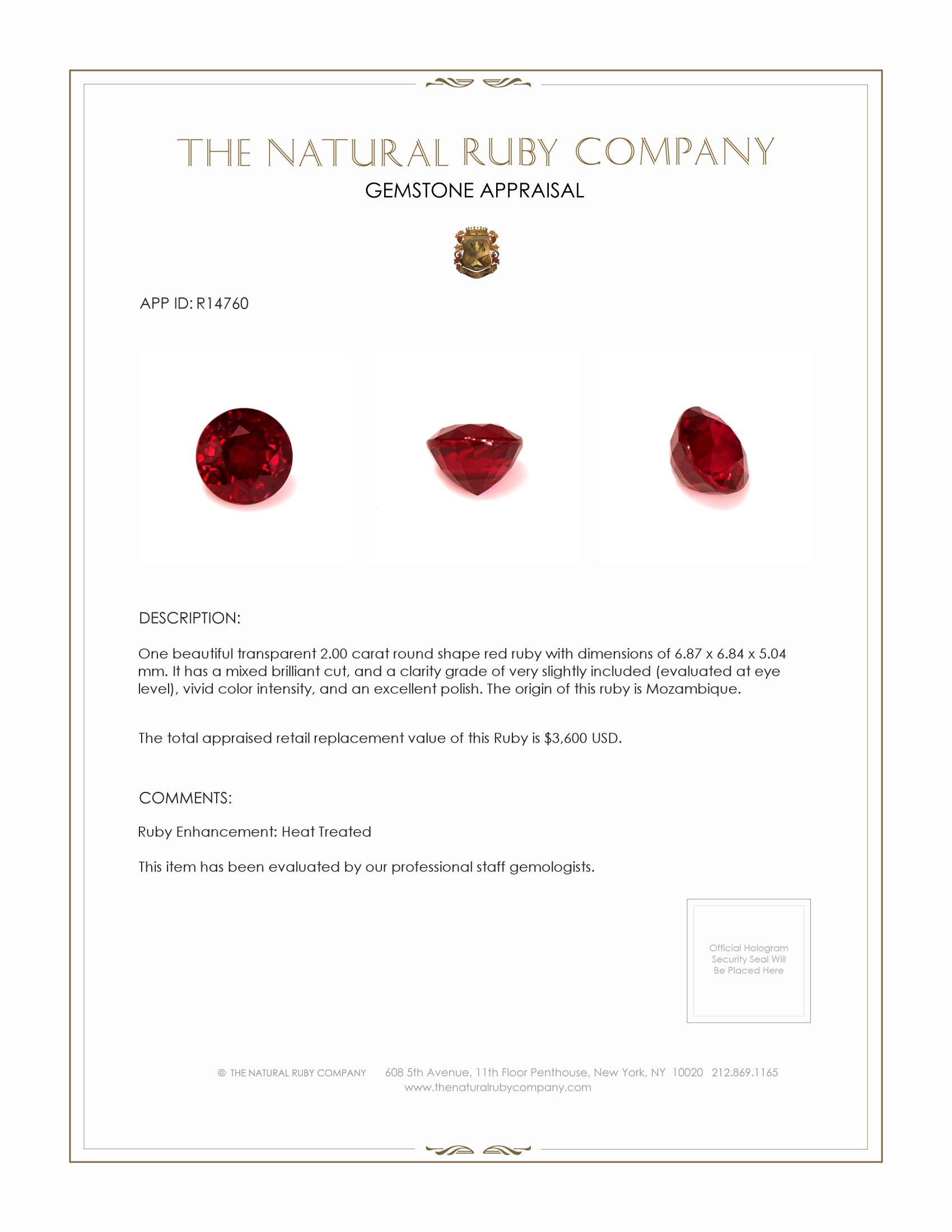 2.00 Ct. Ruby from Mozambique