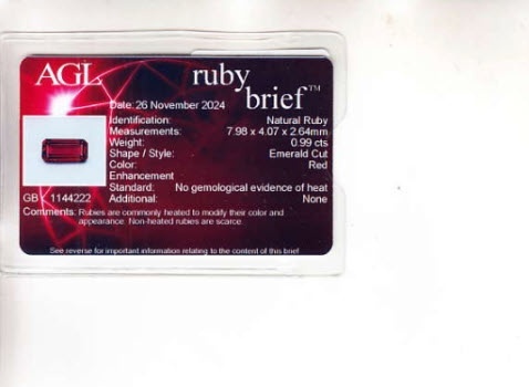 0.99 Ct. Ruby from Mozambique