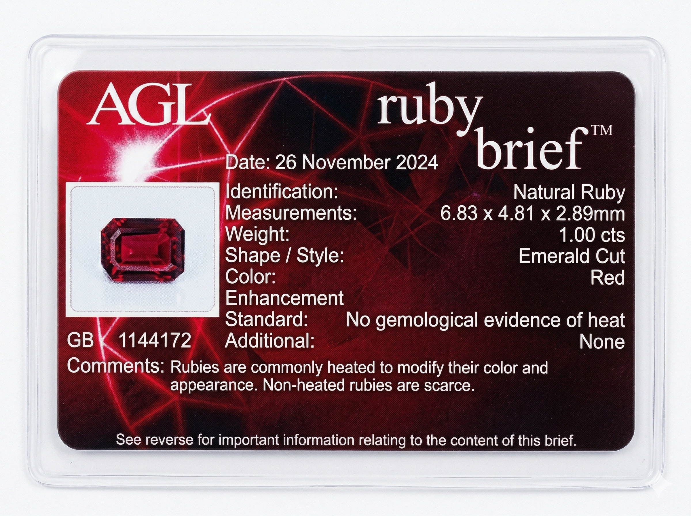 1.00 Ct. Ruby from Mozambique