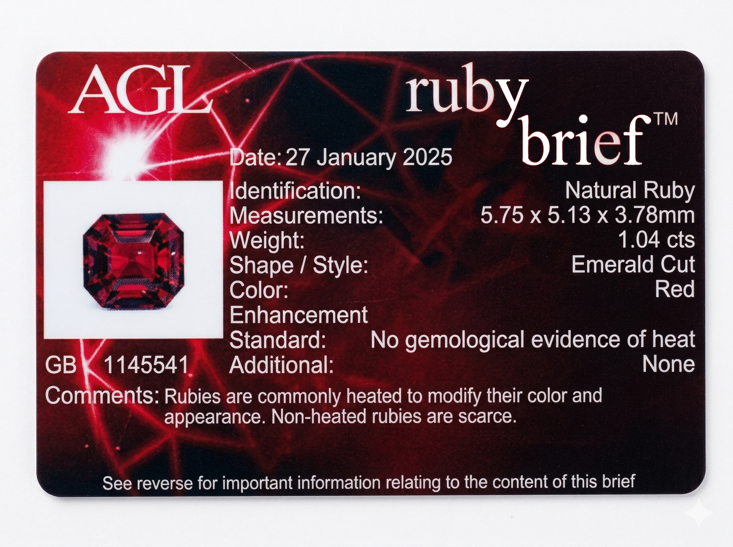 1.04 Ct. Ruby from Mozambique