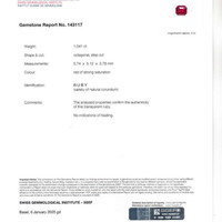 1.04 Ct. Ruby from Mozambique Scan Report