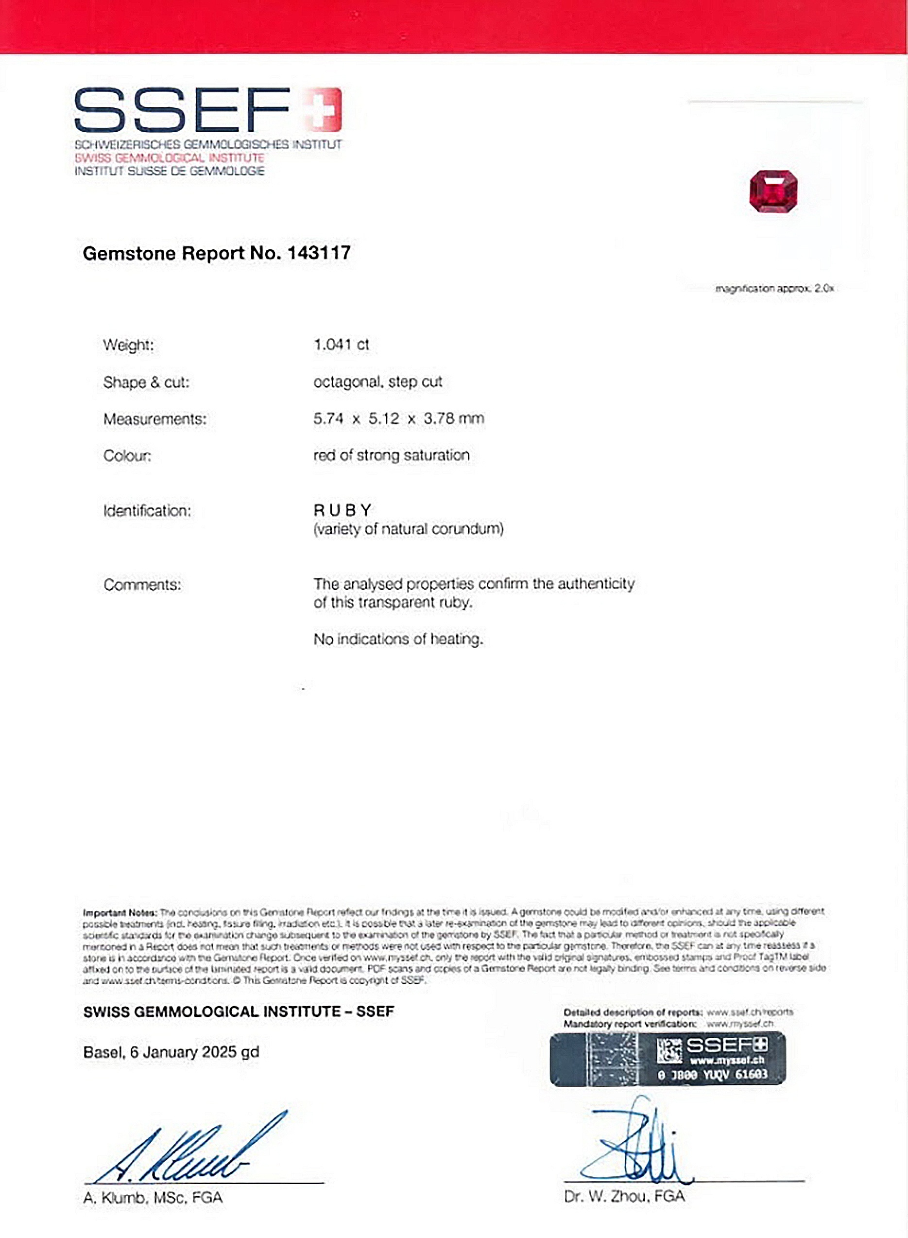1.04 Ct. Ruby from Mozambique