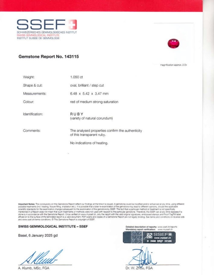 1.05 Ct. Ruby from Mozambique