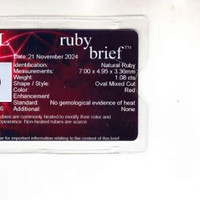 1.08 Ct. Ruby from Mozambique Scan Report