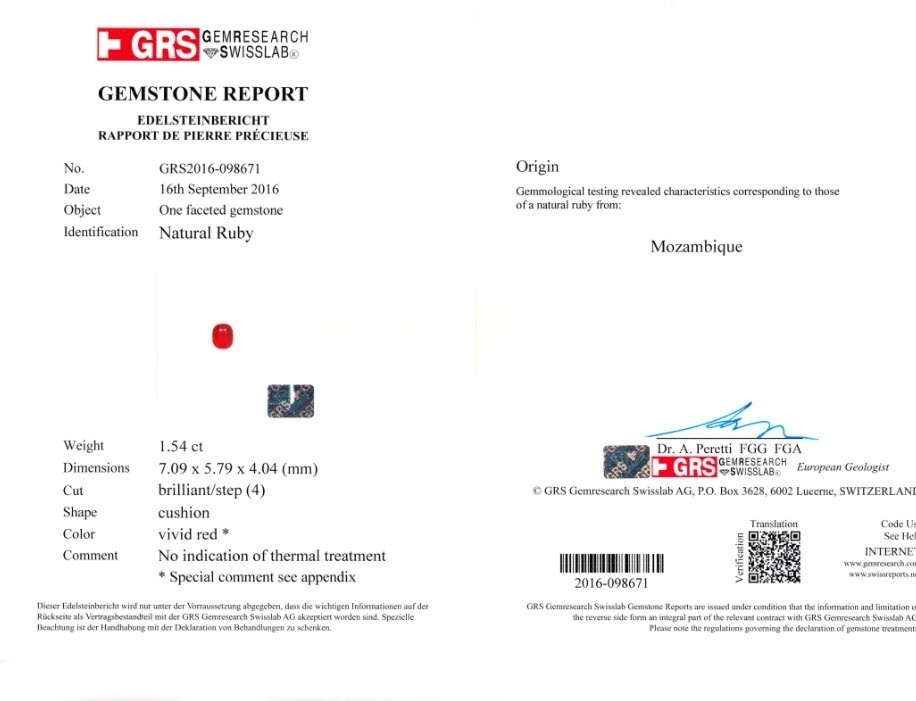 1.54 Ct. Ruby from Mozambique