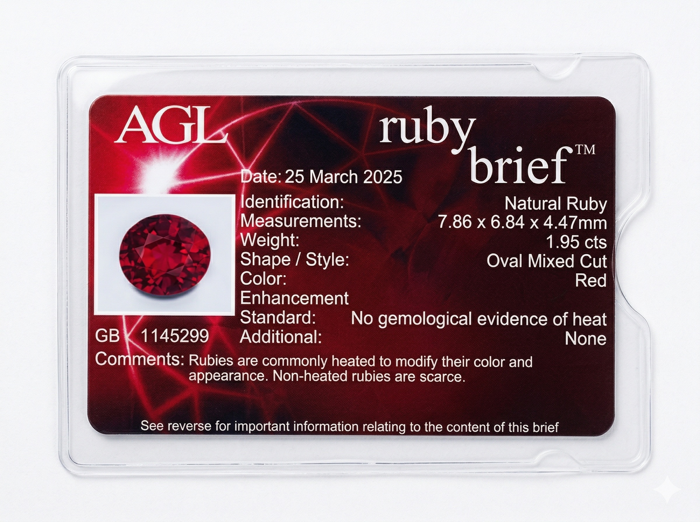 1.95 Ct. Ruby from Mozambique