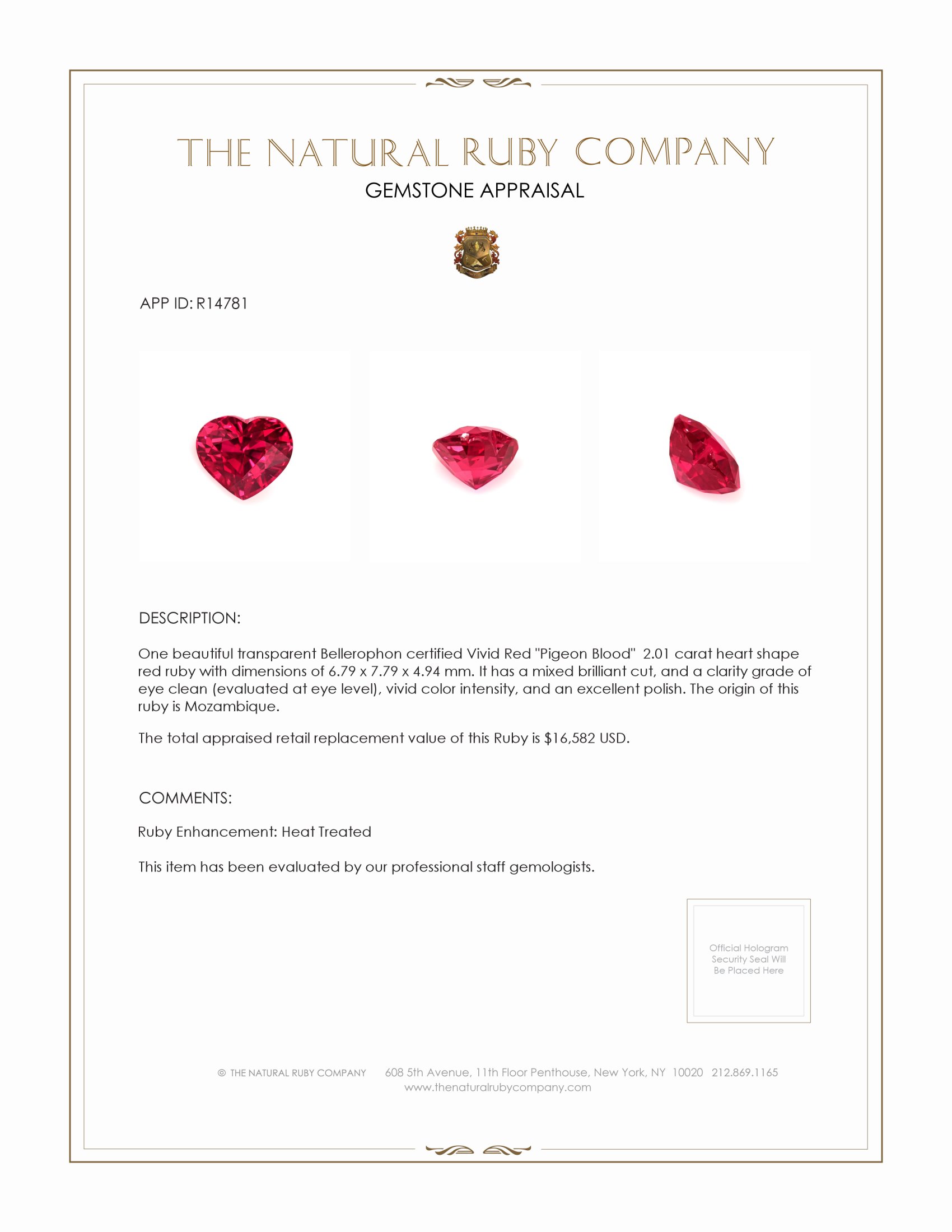 2.01 Ct. Ruby from Mozambique