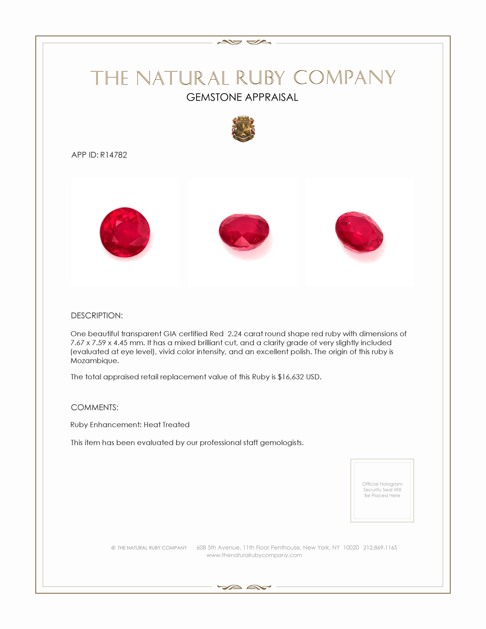 2.24 Ct. Ruby from Mozambique