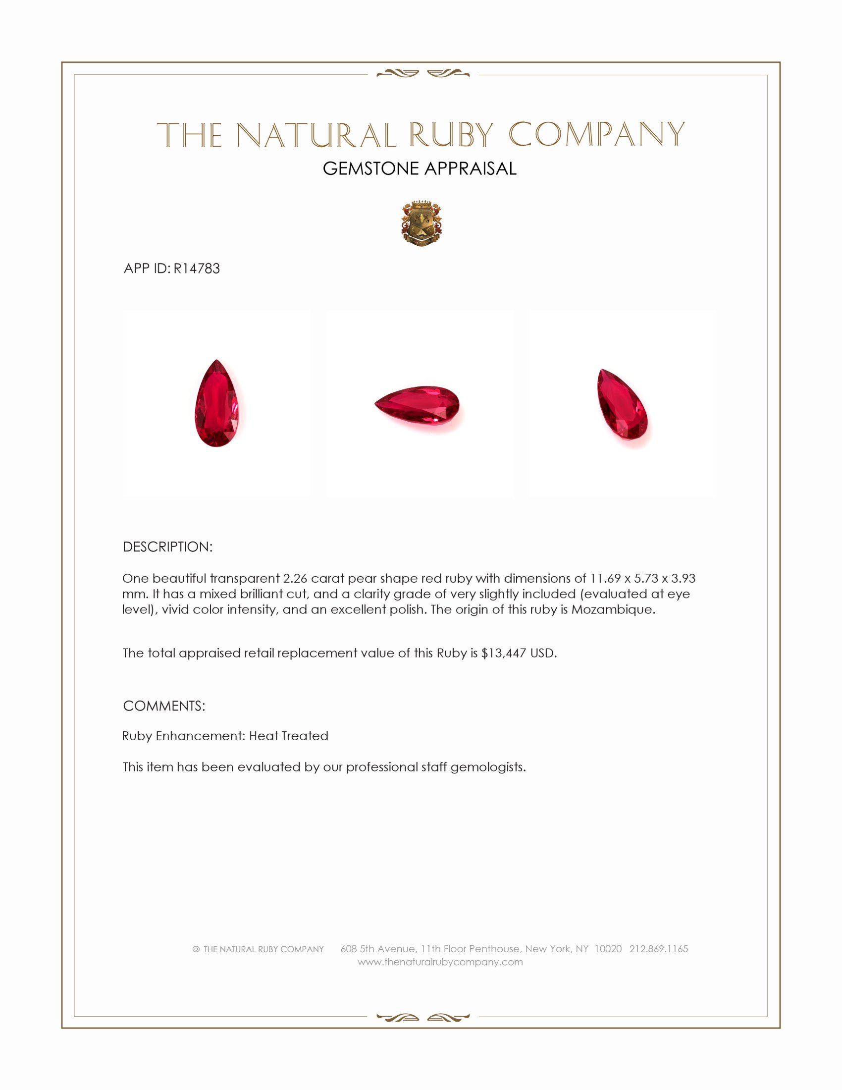 2.26 Ct. Ruby from Mozambique