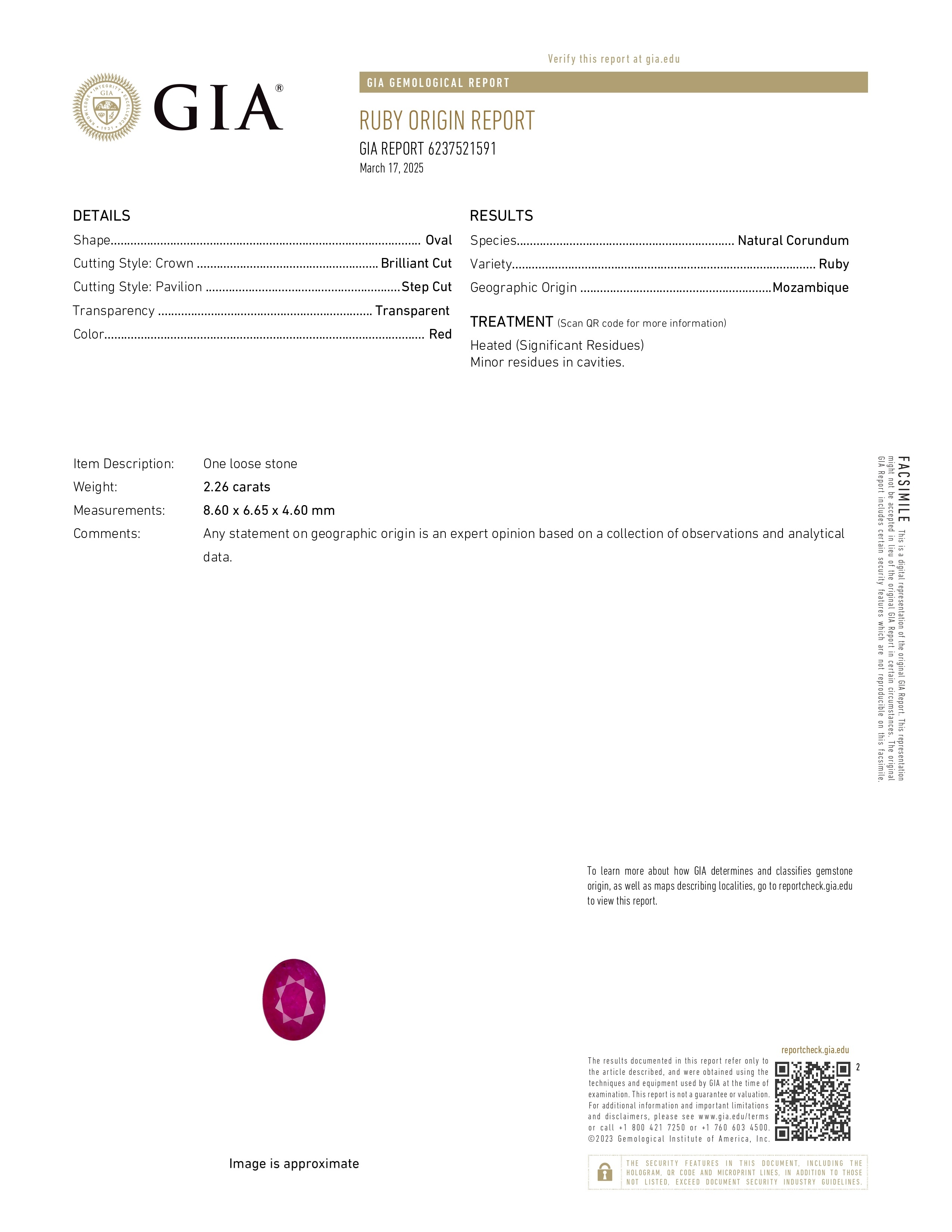 2.26 Ct. Ruby from Mozambique