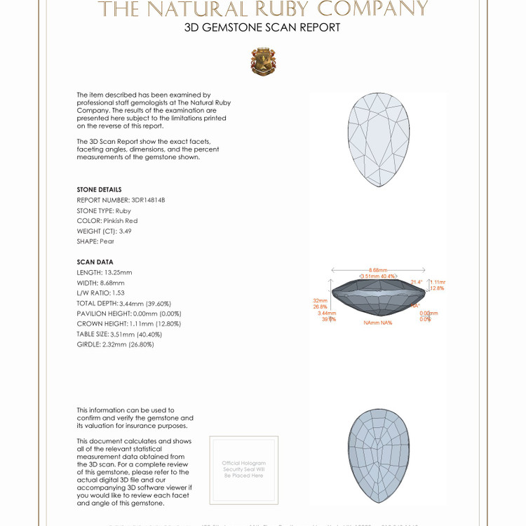 3.49 Ct. Ruby from Mozambique