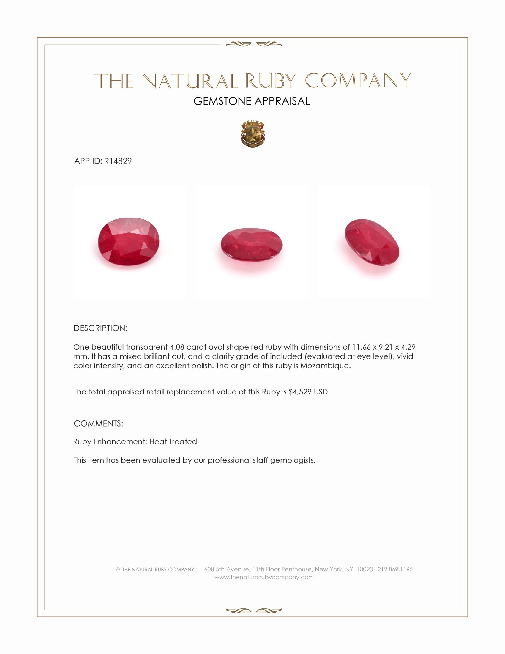 4.08 Ct. Ruby from Mozambique