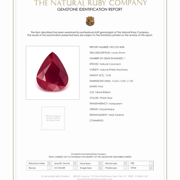 12.05 Ct. Ruby from Mozambique
