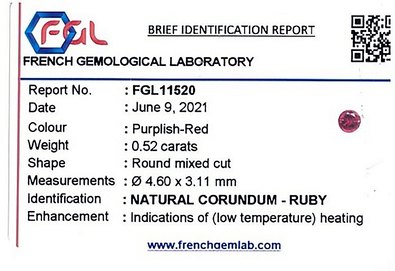 0.52 Ct. Ruby from Ceylon (Sri Lanka)