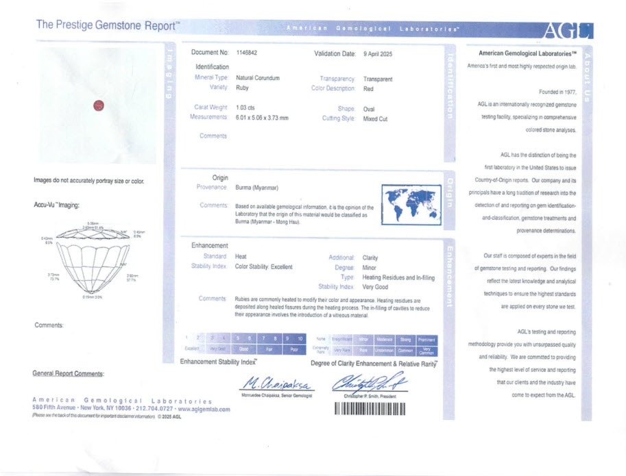 1.03 Ct. Ruby from Burma (Myanmar)