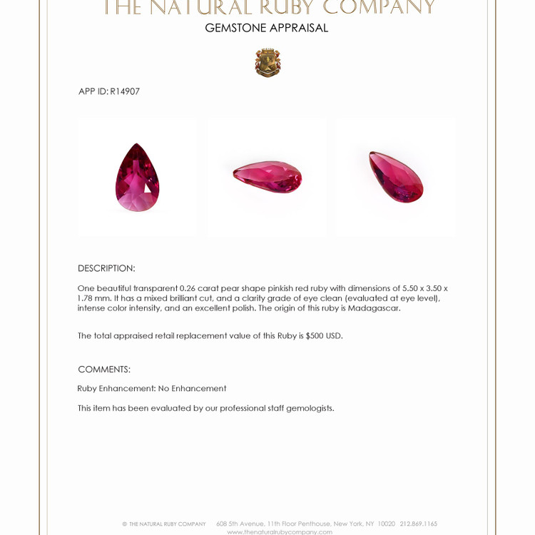 0.26 Ct. Ruby from Madagascar