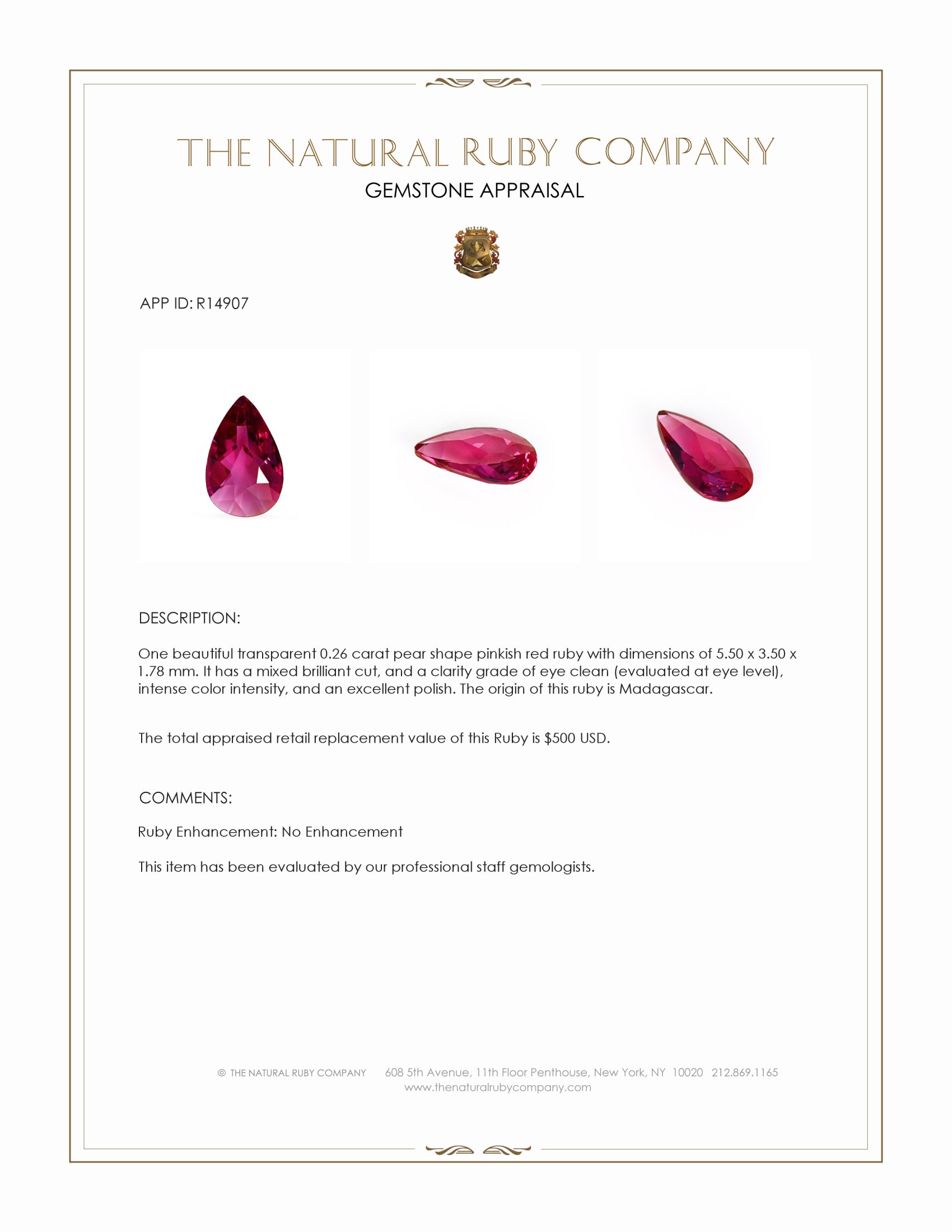 0.26 Ct. Ruby from Madagascar