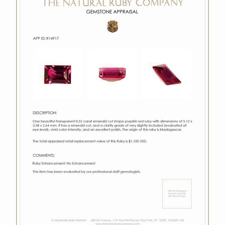 0.52 Ct. Ruby from Madagascar