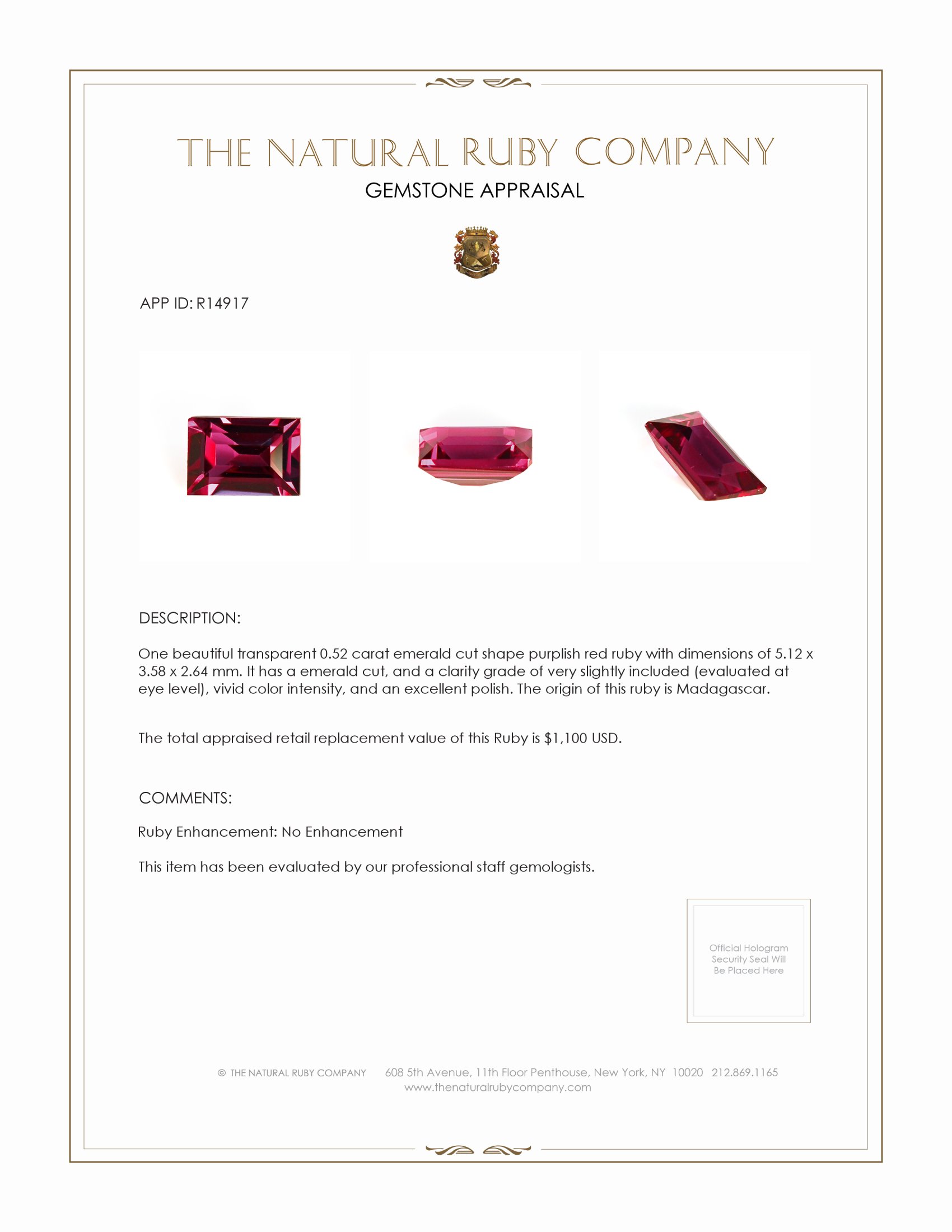 0.52 Ct. Ruby from Madagascar