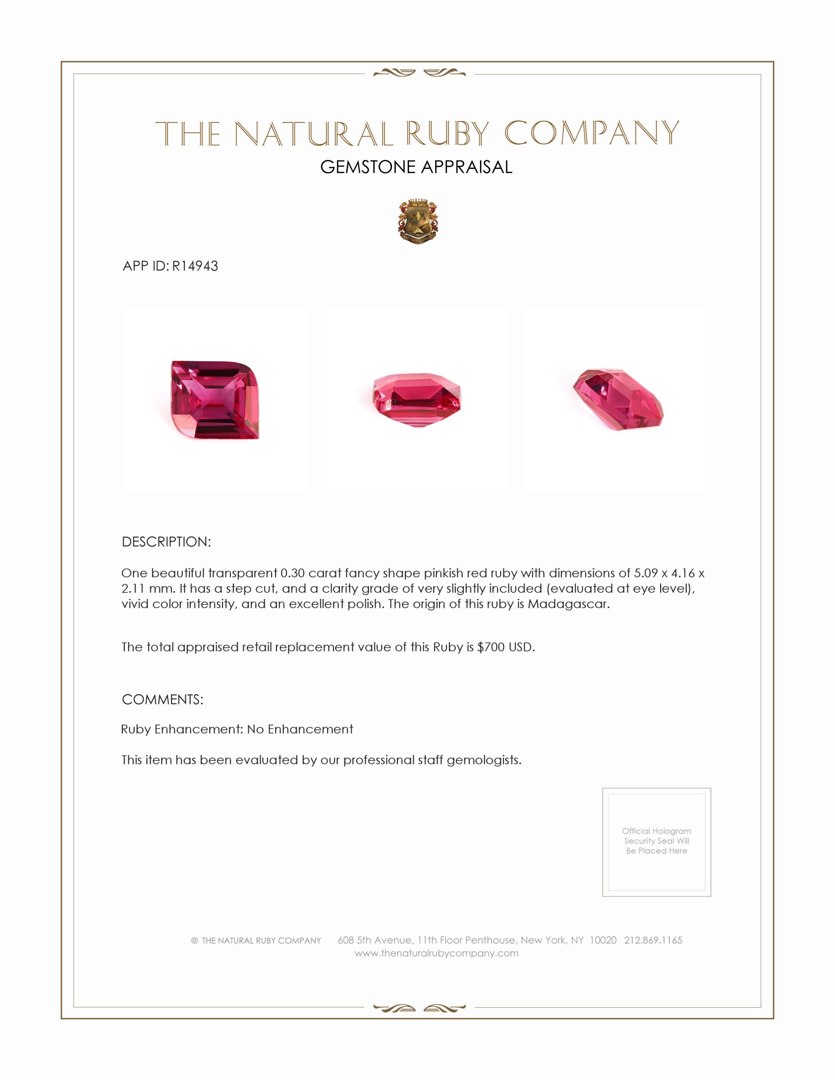 0.30 Ct. Ruby from Madagascar