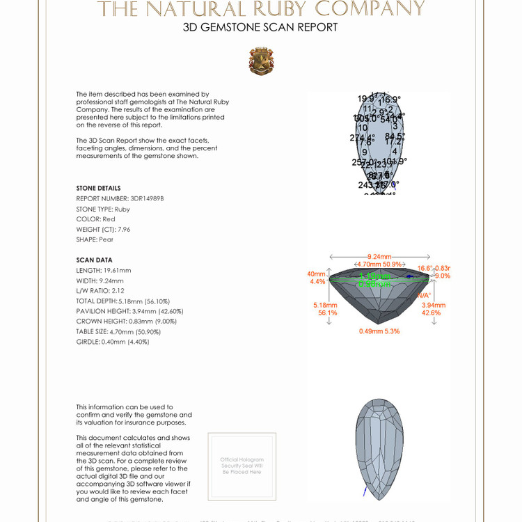 7.96 Ct. Ruby from Mozambique