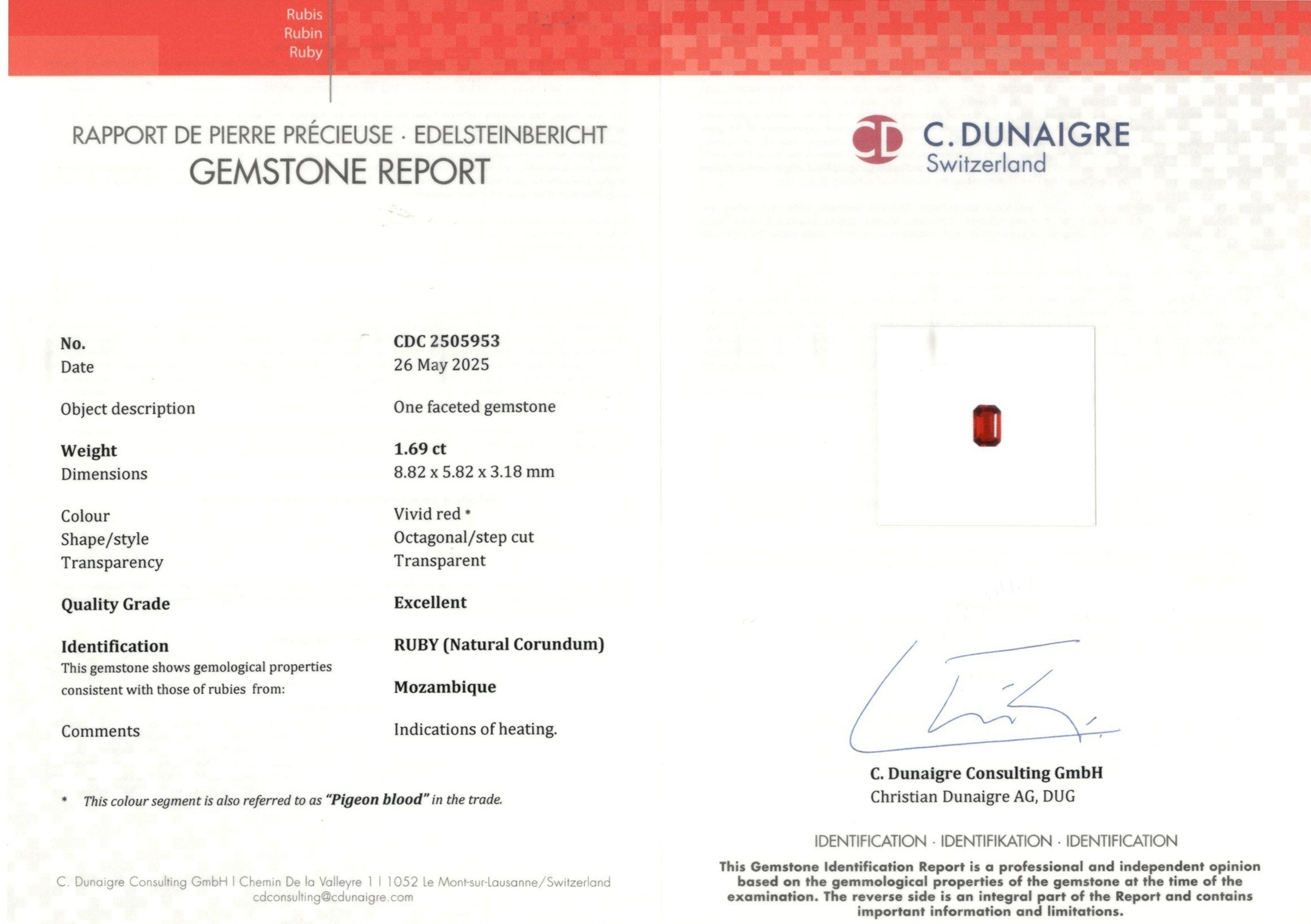 1.69 Ct. Ruby from Mozambique