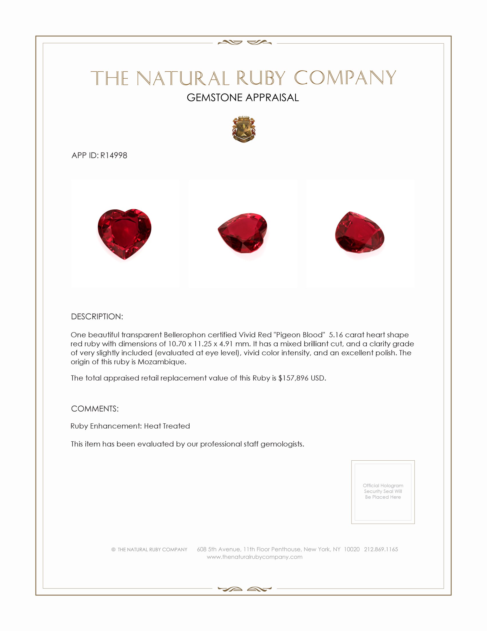 5.16 Ct. Ruby from Mozambique