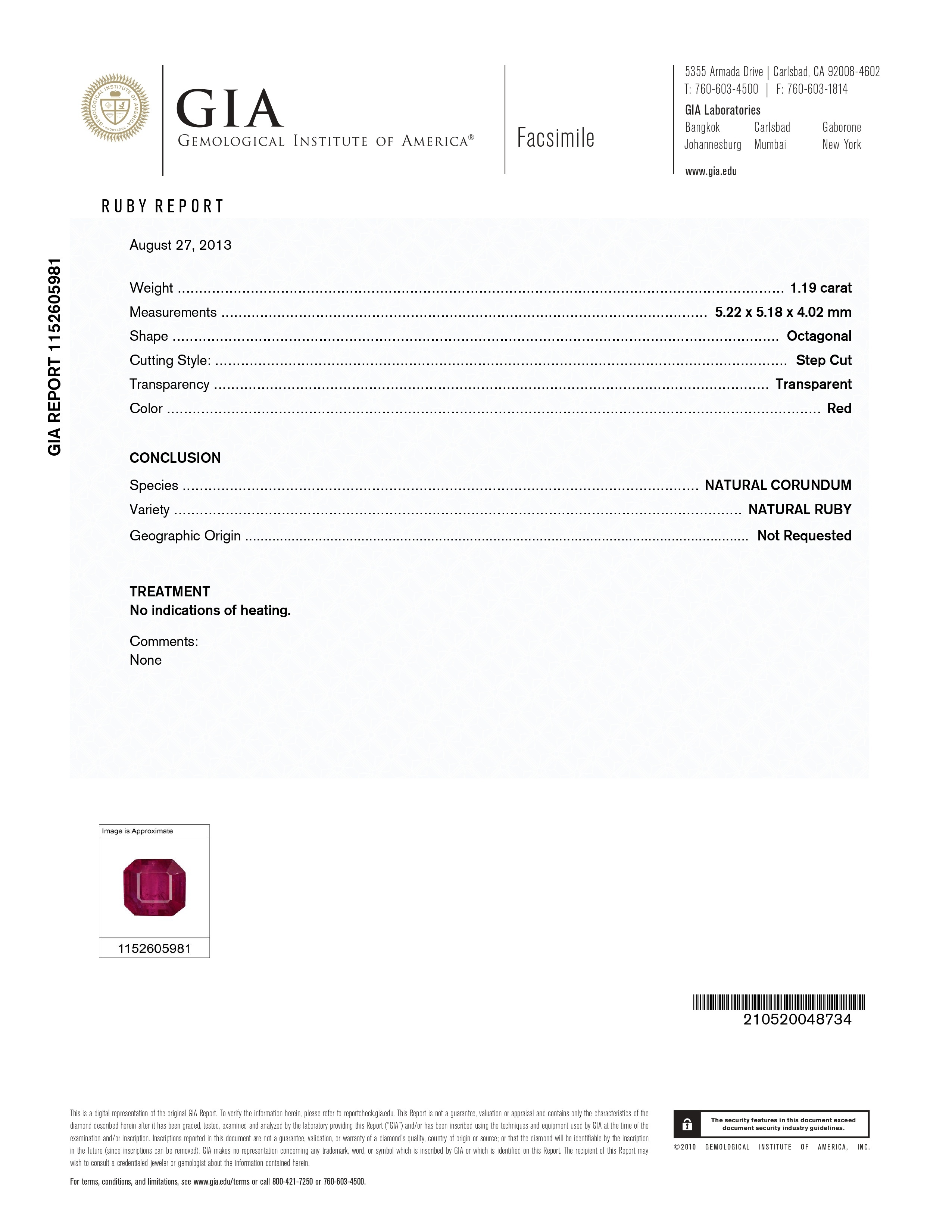 1.19 Ct. Ruby from Mozambique