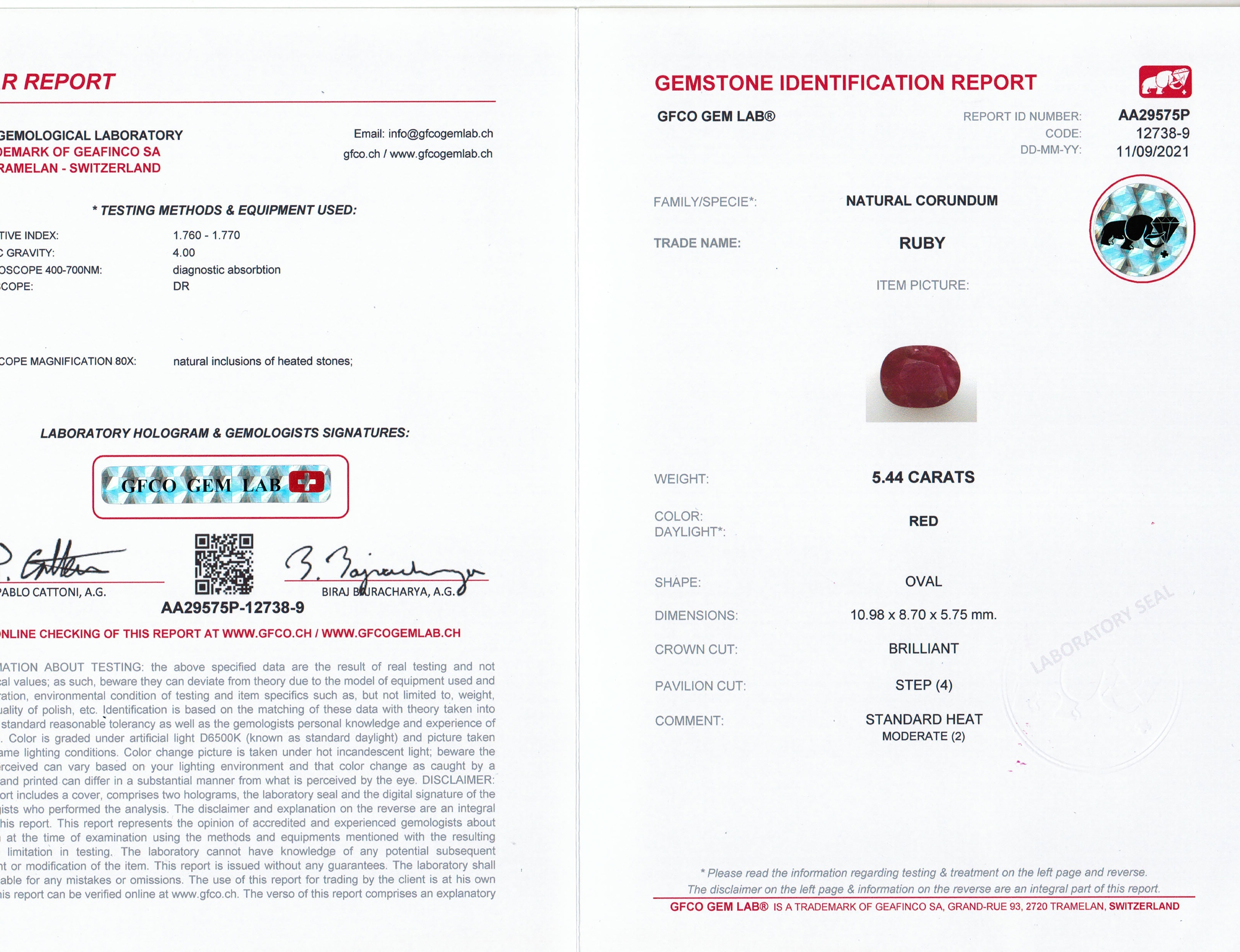 5.44 Ct. Pinkish Red Ruby from Mozambique