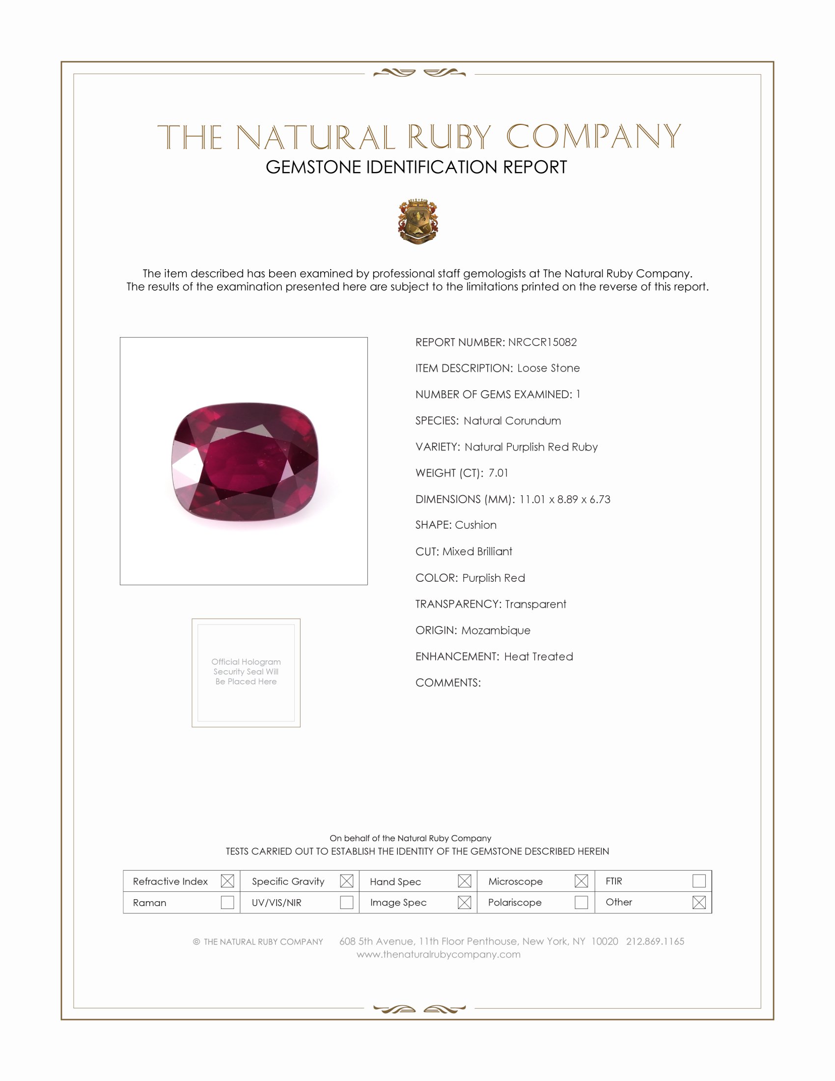 7.01 Ct. Ruby from Mozambique