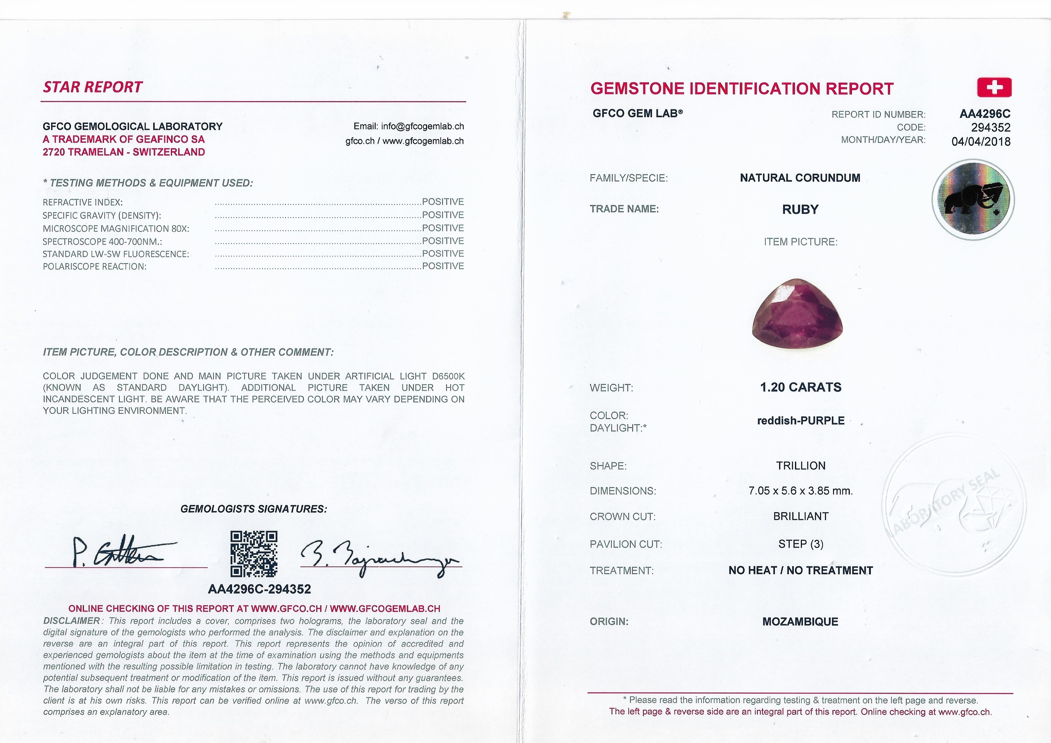 1.20 Ct. Ruby from Mozambique