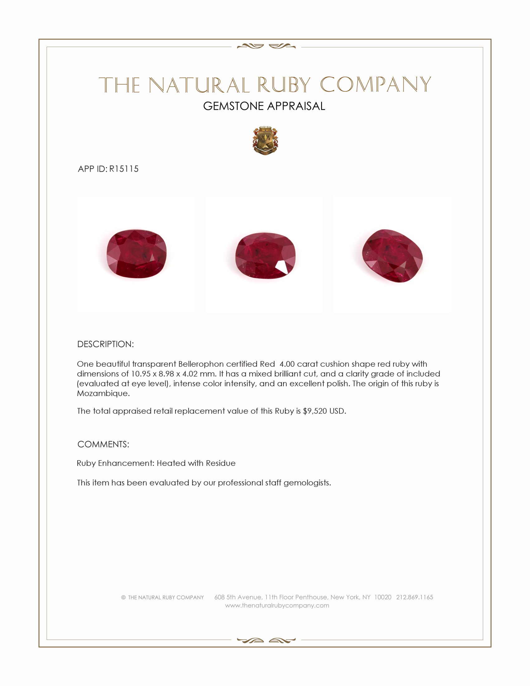 4.00 Ct. Ruby from Mozambique