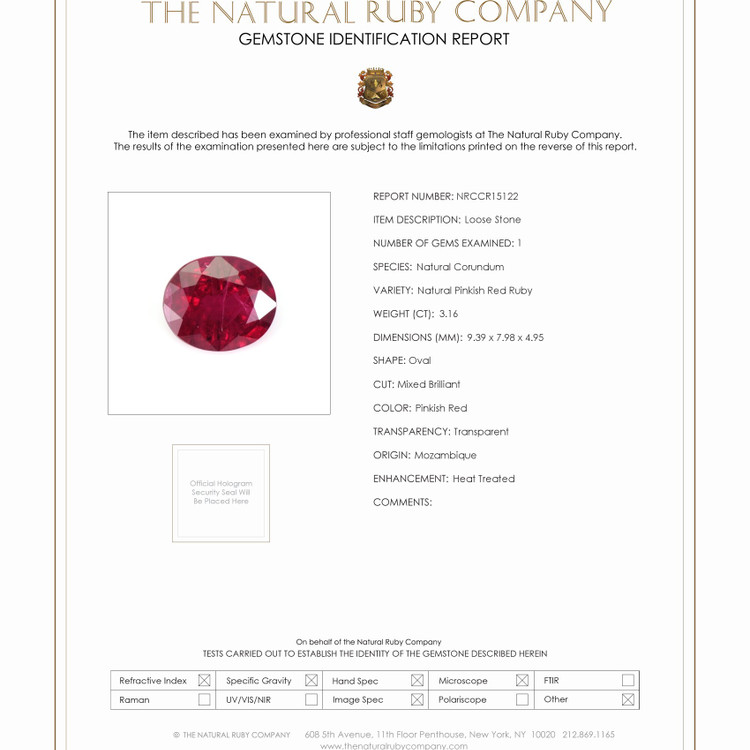 3.16 Ct. Ruby from Mozambique