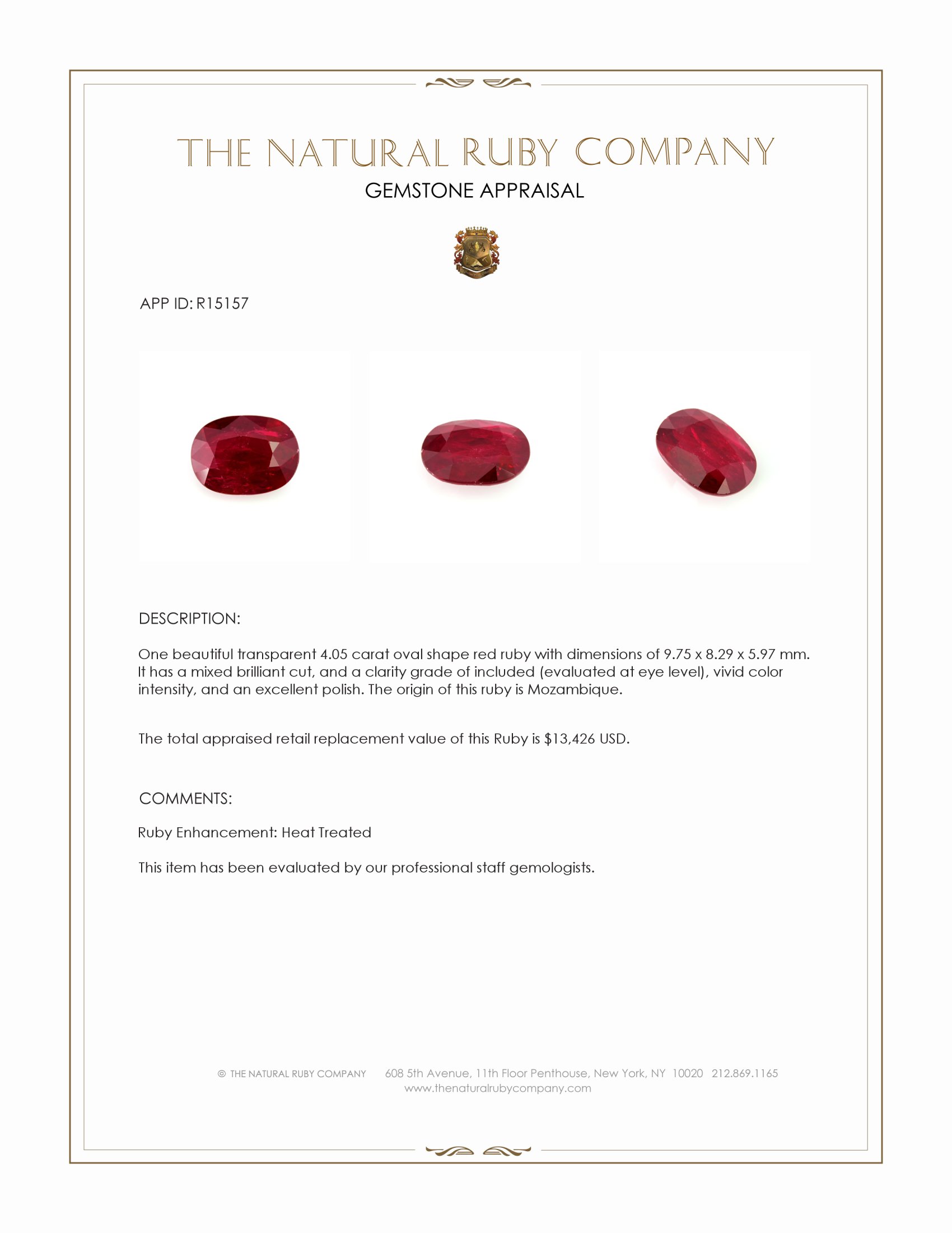 4.05 Ct. Ruby from Mozambique