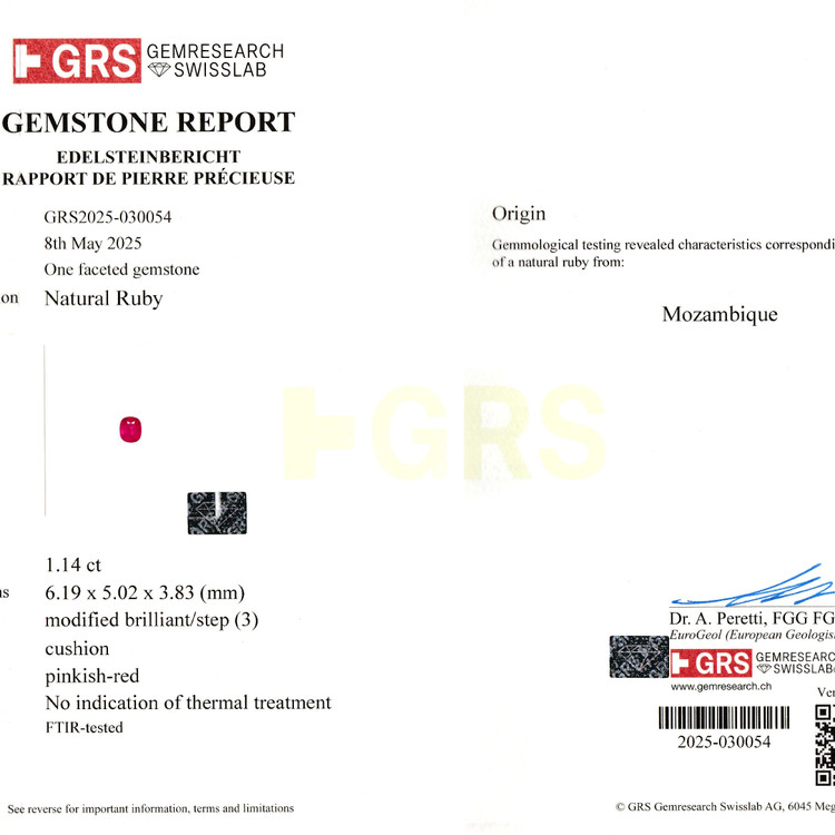 1.14 Ct. Ruby from Mozambique