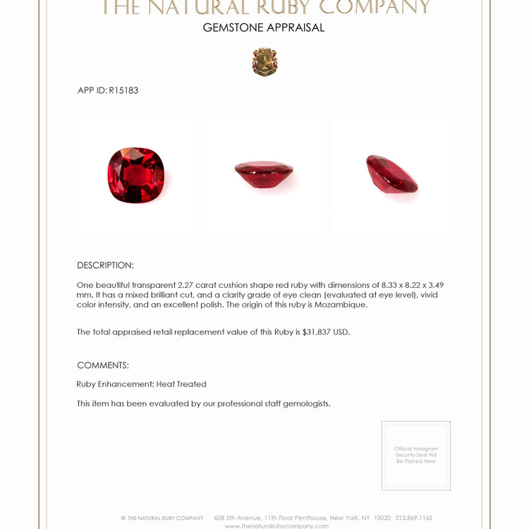 2.27 Ct. Ruby from Mozambique