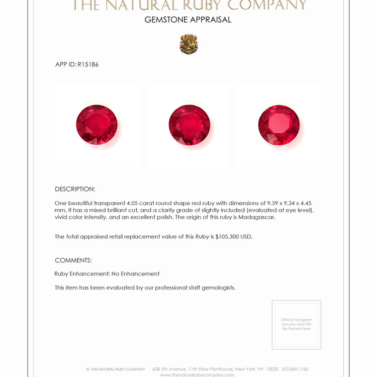 4.05 Ct. Ruby from Madagascar