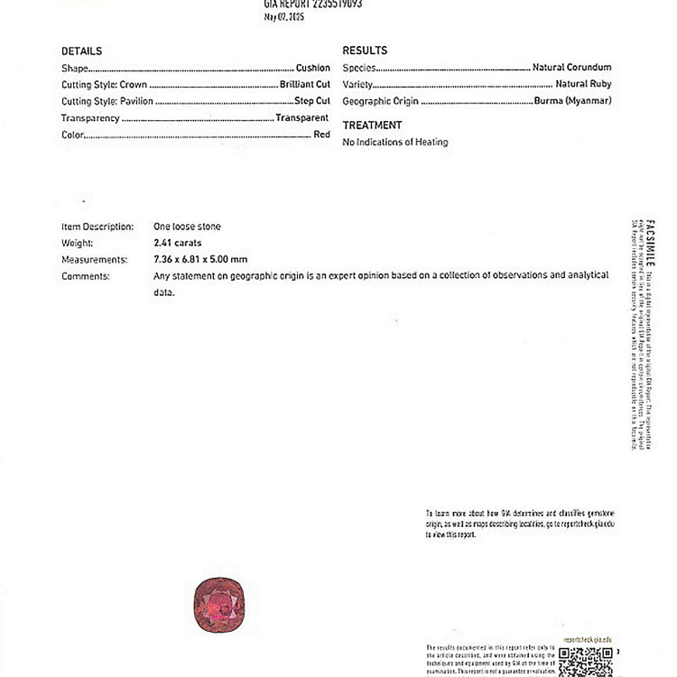 2.41 Ct. Ruby from Burma (Myanmar)
