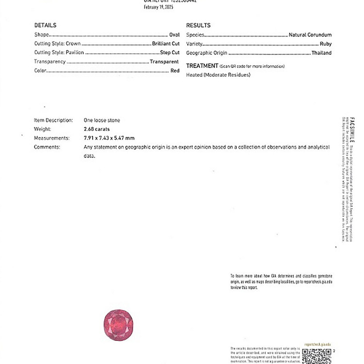 2.68 Ct. Ruby from Thailand