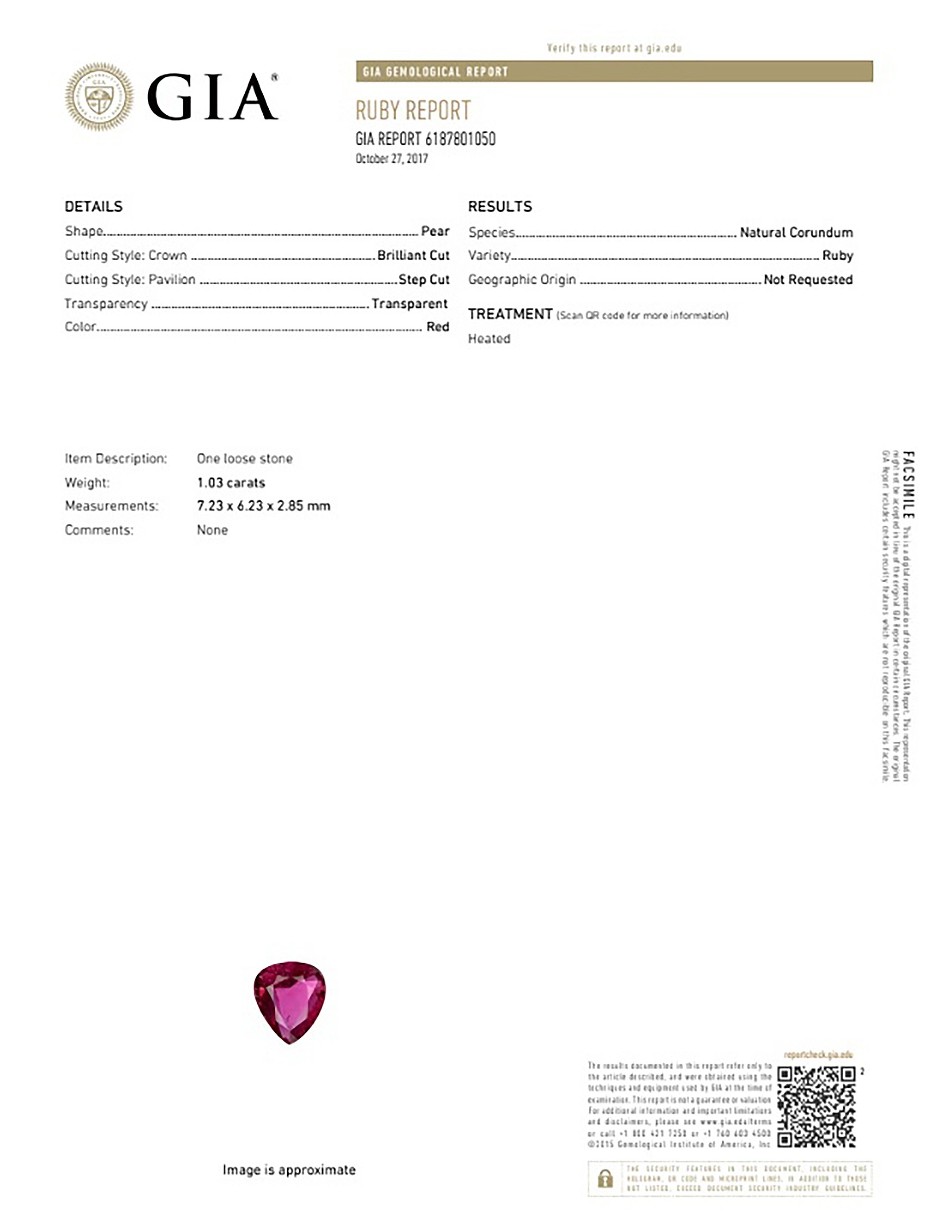 1.03 Ct. Ruby from Mozambique