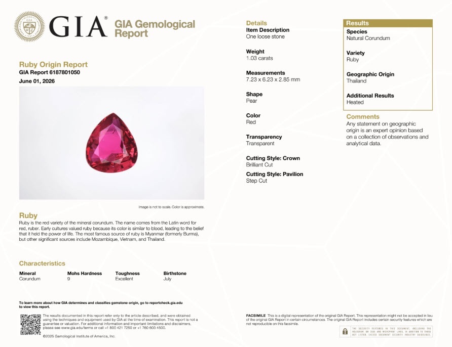 1.03 Ct. Ruby from Thailand
